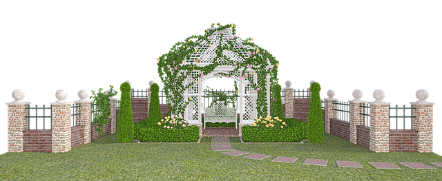 zahrada se zděným plotem